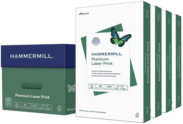 Main image of Printer Paper, Premium Laser Print 28 lb, 11 x 17-98 Bright, Made in the USA, 125526C - 4 Ream (2,000 Sheets)