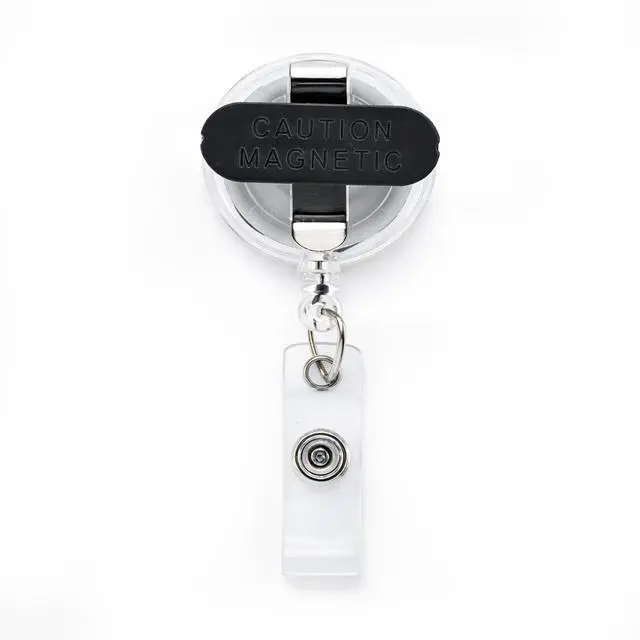 Alt view image 7 of 7 - Bulk 25 Pack - Magnetic Name Badge Holder - Retractable Badge Reel with Magnet Back - Retracting Clothing Friendly Lanyard Work ID Holder for Shirt, Lapel, Scrubs, and More by (Clear)