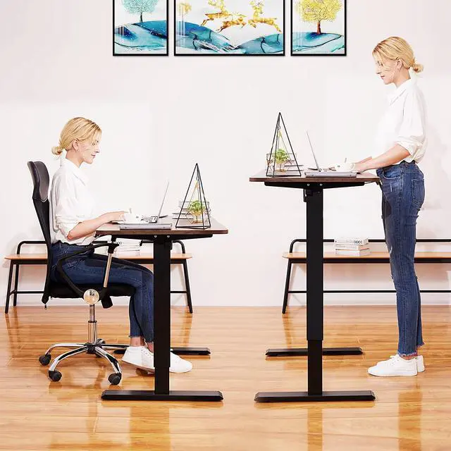 Alt view image 6 of 7 - Electric Adjustable Standing Desk, 70.8'' x 27''Sit Stand Table with Dual Crossbeam Structure and Oversized Mouse Pad, 27''-45'' Lifting Range Stand up Desk(Brown)