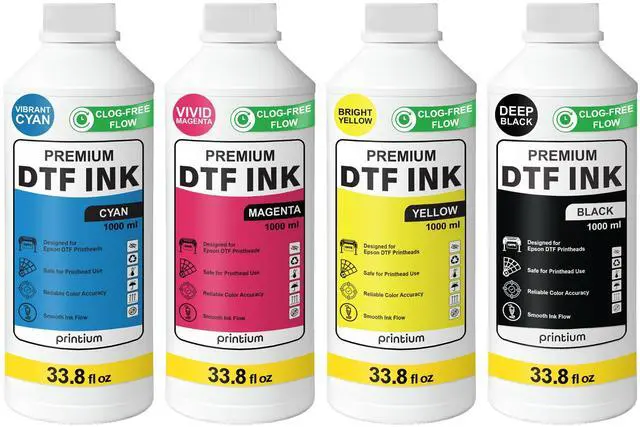 Main image of DTF Ink CMYK Set 4 x 33.8 fl oz (1000ml) | High Opacity Clog-Free Formula | Compatible with ET8550 L1800 XP600 I3200 4720 XP15000 & All Printheads | Reliable Color Accuracy & Smooth Flow
