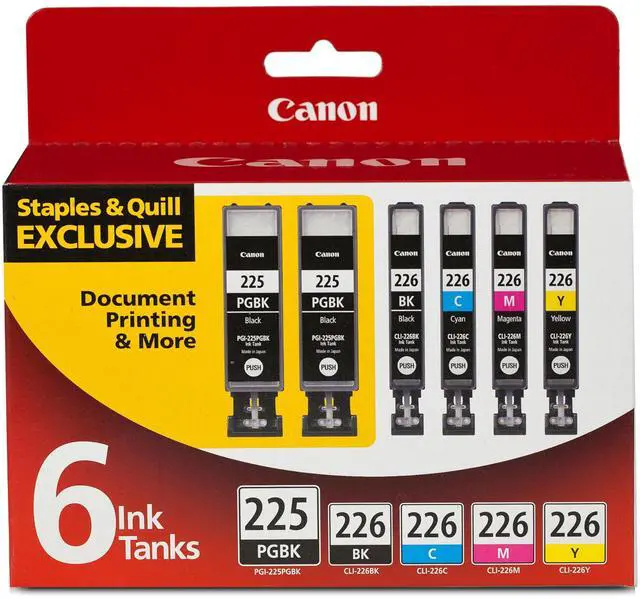 Main image of PGI-225/CLI-226 Genuine Six Color Value Pack, Compatible with iP4820, iP4920, iX6520, MG5120, MG5220, MG5320, MG6120, MG6220, MG8120, MG8220, MX712, MX882, and MX892 Printers