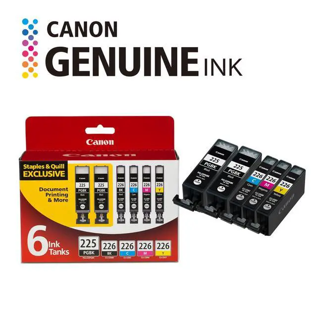 Alt view image 2 of 7 - PGI-225/CLI-226 Genuine Six Color Value Pack, Compatible with iP4820, iP4920, iX6520, MG5120, MG5220, MG5320, MG6120, MG6220, MG8120, MG8220, MX712, MX882, and MX892 Printers