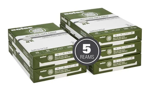 Alt view image 2 of 4 - Boise X-9 Multi-Use Printer & Copy Paper, 5 Reams, White, Ledger (11in x 17in), 2500 Sheets Per Case, 20 Lb, 92 Brightness