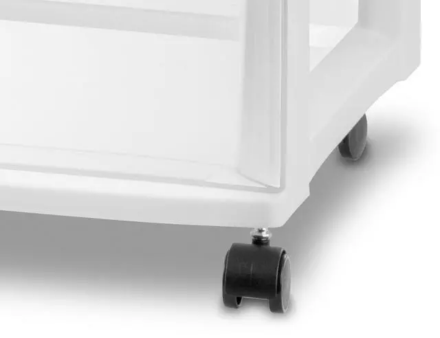 Alt view image 6 of 7 - Wide 3 Drawer Storage Cart Plastic Rolling Organizer, White Frame | Clear Multi-Purpose Drawer, Portable Organizing Container with Wheels for Bedrooms, Kitchens, Bathrooms, and Closets