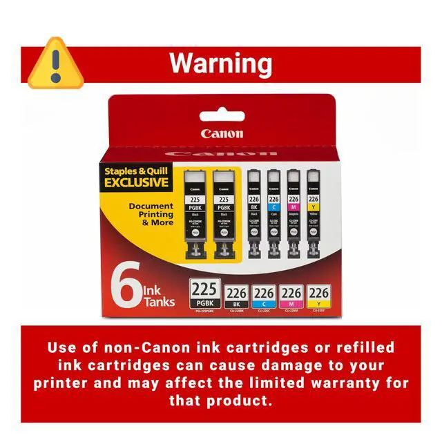 Alt view image 4 of 7 - PGI-225/CLI-226 Genuine Six Color Value Pack, Compatible with iP4820, iP4920, iX6520, MG5120, MG5220, MG5320, MG6120, MG6220, MG8120, MG8220, MX712, MX882, and MX892 Printers