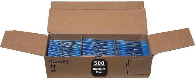 Main image of Round Stic Xtra Life Blue Ballpoint Pens, Medium Point, 500-Count | Flexible Round Barrel for Writing Comfort | Smooth Ink for Consistent Writing | Translucent Barrel Shows Ink Supply