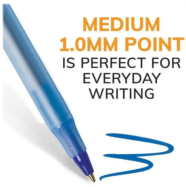 Alt view image 3 of 7 - Round Stic Xtra Life Blue Ballpoint Pens, Medium Point, 500-Count | Flexible Round Barrel for Writing Comfort | Smooth Ink for Consistent Writing | Translucent Barrel Shows Ink Supply
