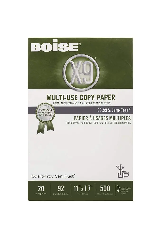 Alt view image 3 of 4 - Boise X-9 Multi-Use Printer & Copy Paper, 5 Reams, White, Ledger (11in x 17in), 2500 Sheets Per Case, 20 Lb, 92 Brightness