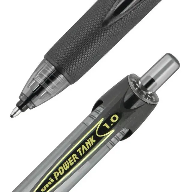 Alt view image 3 of 7 - uniball Power Tank RT Ballpoint Pens, Medium Point (1.0mm), Black, 12 Pack | Pressurized cartridge writes at odd angles, in cold or wet conditions, textured rubber grip, fraud-resistant uni Super Ink