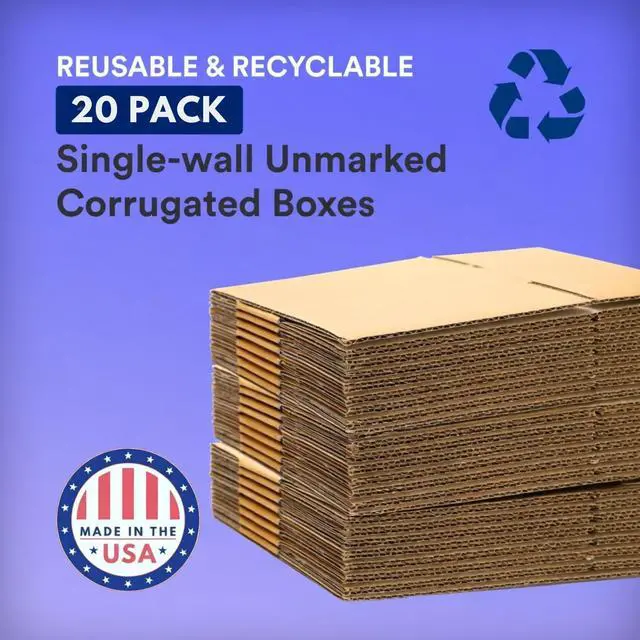 Alt view image 5 of 5 - Flat Corrugated Cardboard Shipping Boxes 24"L x 18"W x 4"H | Single-Wall Medium Kraft Boxes for Moving, Packing and Storage (20 Pack)