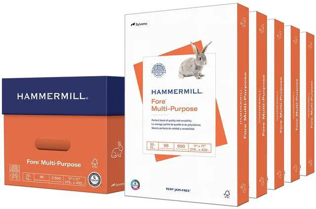 Main image of Printer Paper, Fore Multipurpose 20 lb Copy Paper, 11 x 17 - 5 Ream (2,500 Sheets) - 96 Bright, Made in the USA, 103192C