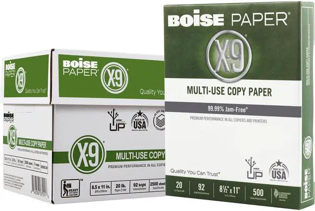 Main image of Boise X-9 Multiuse Copy Paper, Letter Size Paper, 20-Lb, Ream of 500 Sheets, Case of 5 Reams