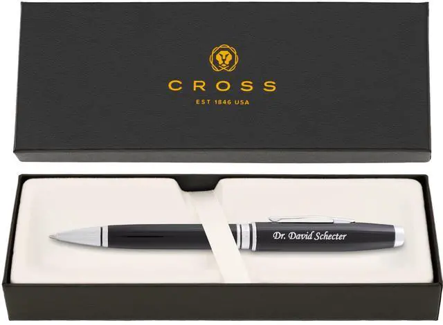 Main image of Cross Coventry Personalized Ballpoint Pen in Black Lacquer with Chrome Trim | Engraved Pen for Graduation, Retirement, New Job, or Corporate Recognition