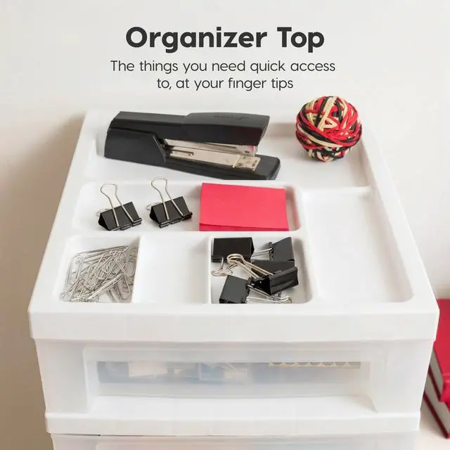 Alt view image 6 of 7 - 10-Drawer Rolling Storage Cart, White/Clear | Keep classroom supplies, teacher essentials, craft materials, and learning tools organized with easy-access drawers