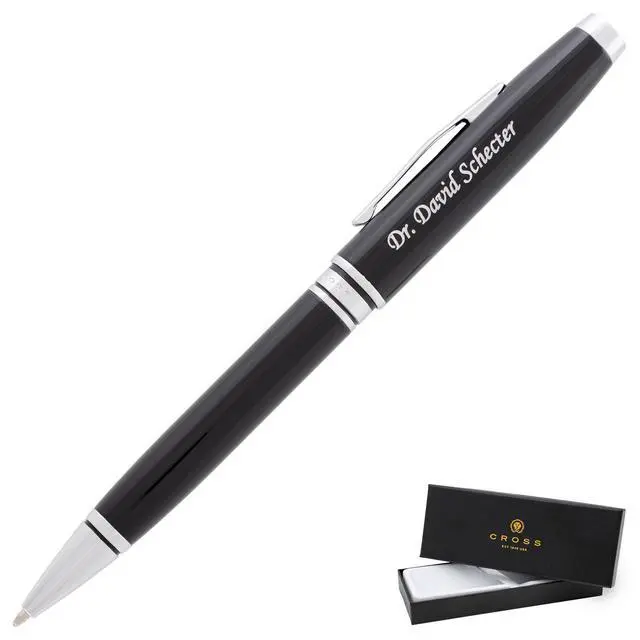 Alt view image 2 of 7 - Cross Coventry Personalized Ballpoint Pen in Black Lacquer with Chrome Trim | Engraved Pen for Graduation, Retirement, New Job, or Corporate Recognition