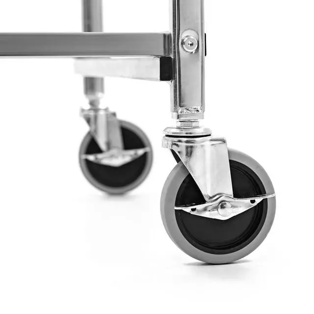 Alt view image 7 of 7 - Original Tubstr Collapsible 2 Shelf Wire Cart, Easy to Push Heavy Duty Rolling Utility Cart, Folds Up for Storage, Commercial Grade (Chrome, 33.56 D x 18 W x 37.16 H)