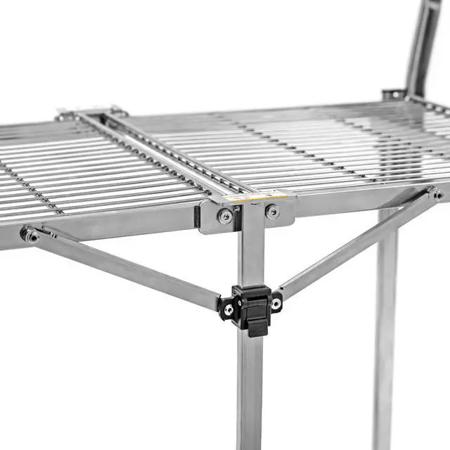 Alt view image 6 of 7 - Original Tubstr Collapsible 2 Shelf Wire Cart, Easy to Push Heavy Duty Rolling Utility Cart, Folds Up for Storage, Commercial Grade (Chrome, 33.56 D x 18 W x 37.16 H)