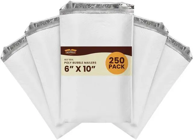 Main image of 6x10" #0 Poly Bubble Mailers 250 Pack, Padded Envelopes, Self Seal, Waterproof Shipping Bags for Shipping & Packaging