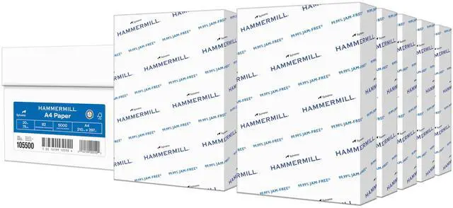 Main image of A4 Paper, 20 lb Copy Paper (210mm x 297mm) - 92 Bright, Made in the USA - 10 Ream (5,000 Sheets)