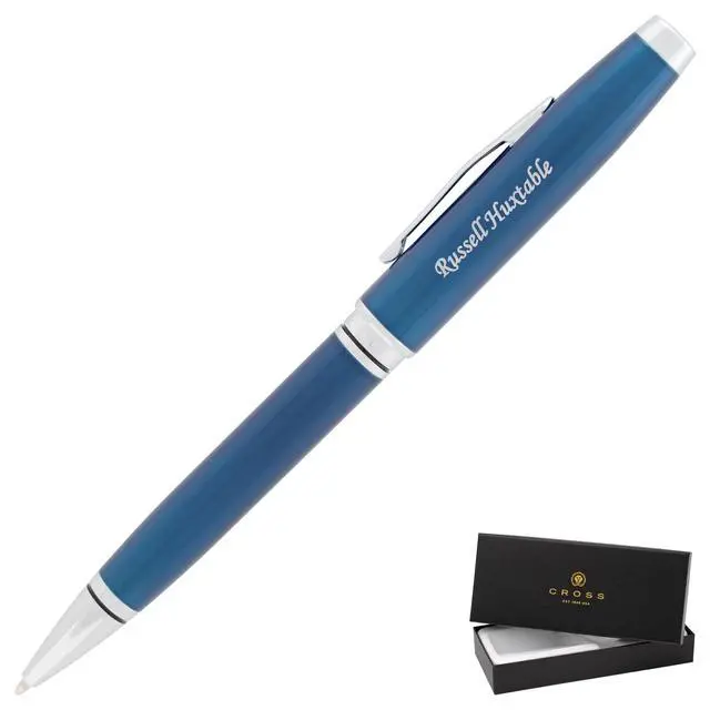 Alt view image 2 of 7 - Cross Coventry Personalized Ballpoint Pen in Blue Lacquer with Chrome Trim | Engraved Pen for Graduation, Office, or New Hire