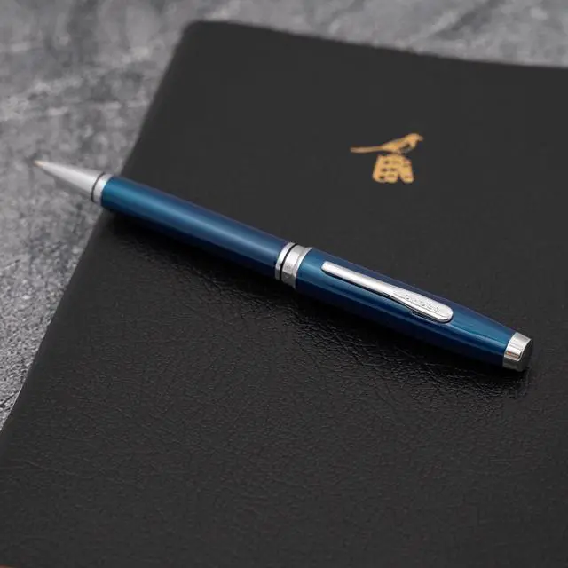 Alt view image 6 of 7 - Cross Coventry Personalized Ballpoint Pen in Blue Lacquer with Chrome Trim | Engraved Pen for Graduation, Office, or New Hire