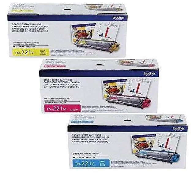 Main image of Genuine TN221C, TN221M, TN221Y Color Laser Cyan, Magenta and Yellow Toner Cartridge Set