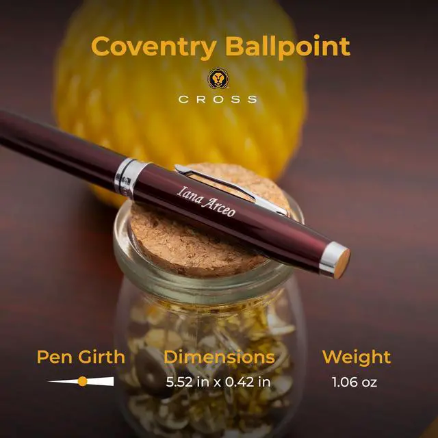 Alt view image 6 of 7 - Cross Coventry Personalized Ballpoint Pen in Red Lacquer with Chrome Trim | Engraved Pen for Graduation, New Job, Career Advancement, Birthdays