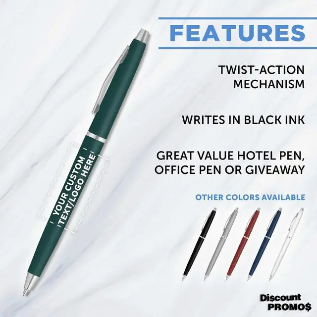 Alt view image 2 of 5 - Personalized Langham Ballpoint Pens, Set of 10/50/100 by - Black Ink, Great for Office, Business, Tradeshows - Hunter Green