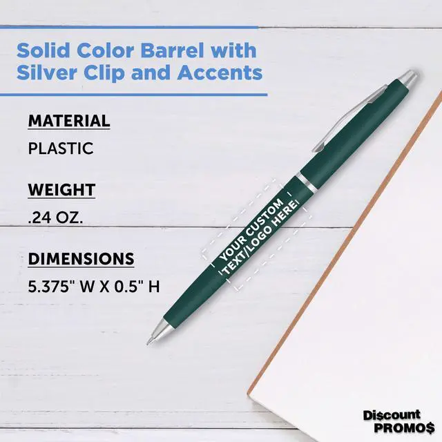 Alt view image 4 of 5 - Personalized Langham Ballpoint Pens, Set of 10/50/100 by - Black Ink, Great for Office, Business, Tradeshows - Hunter Green
