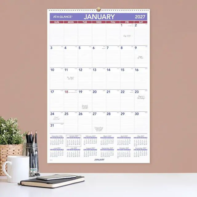 Alt view image 3 of 5 - 2027 Wall Calendar, Monthly, 508 x 762 Mm Planner, Ruled Daily Blocks, PM42827