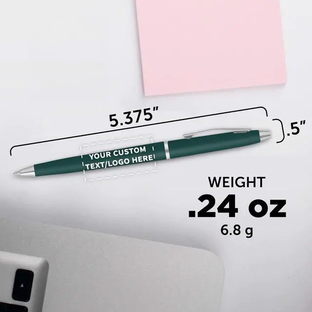 Alt view image 5 of 5 - Personalized Langham Ballpoint Pens, Set of 10/50/100 by - Black Ink, Great for Office, Business, Tradeshows - Hunter Green