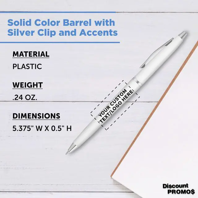 Alt view image 4 of 5 - Personalized Langham Ballpoint Pens, Set of 10/50/100 by - Black Ink, Great for Office, Business, Tradeshows - White