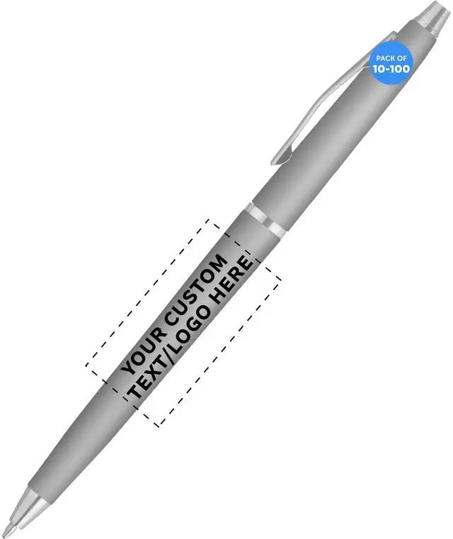 Main image of Personalized Langham Ballpoint Pens, Set of 10/50/100 by - Black Ink, Great for Office, Business, Tradeshows - Silver