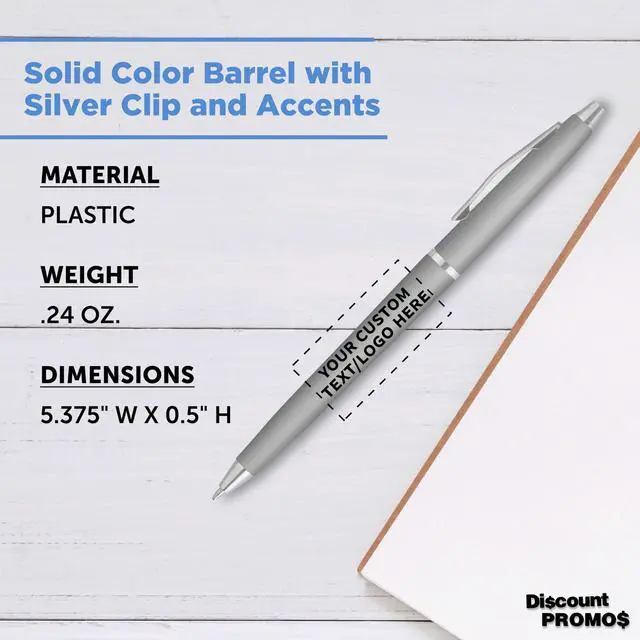 Alt view image 4 of 5 - Personalized Langham Ballpoint Pens, Set of 10/50/100 by - Black Ink, Great for Office, Business, Tradeshows - Silver