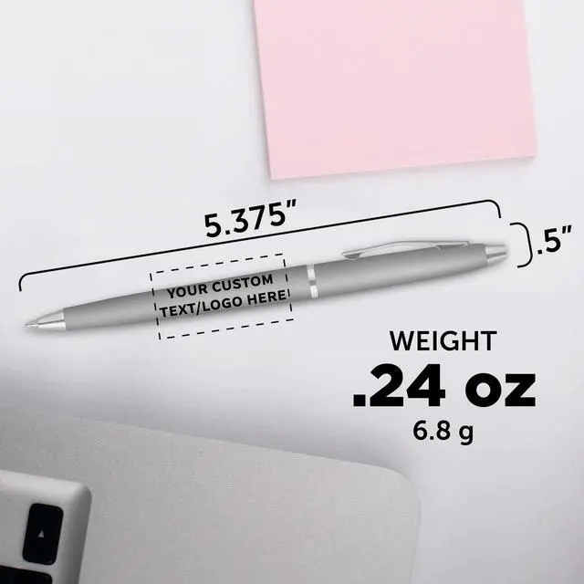 Alt view image 5 of 5 - Personalized Langham Ballpoint Pens, Set of 10/50/100 by - Black Ink, Great for Office, Business, Tradeshows - Silver