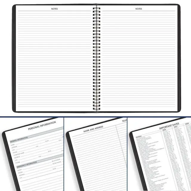 Alt view image 5 of 6 - Planner 2026-2027 Weekly Academic 14-Month July-August, Quarter-Hourly Appointment Book, 8-1/4" x 11", Black (7095705)