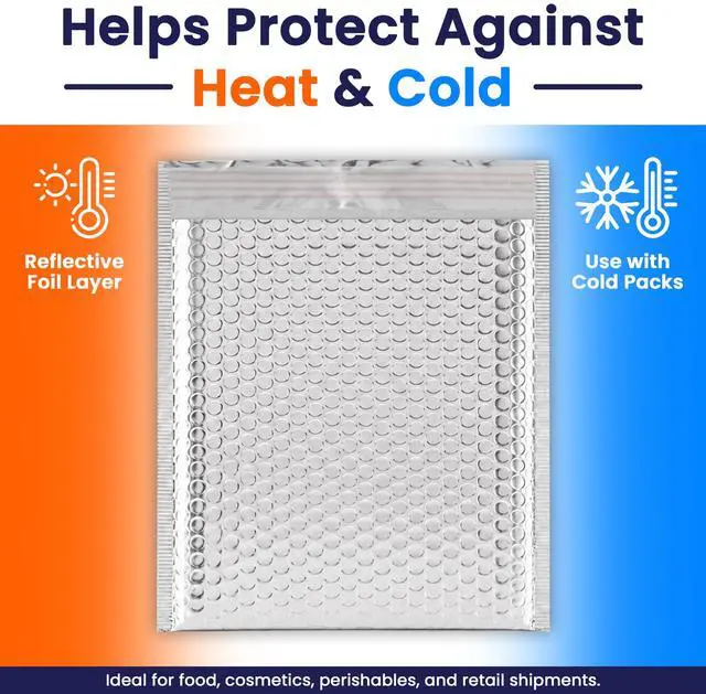 Alt view image 6 of 6 - Waterproof Self-Seal Insulated Foil Thermal Bubble Mailers 18x23, 100-Pack | Ideal for meal kits, frozen goods & bulk perishables. Tear-resistant metallic lining protects temperature-sensitive items