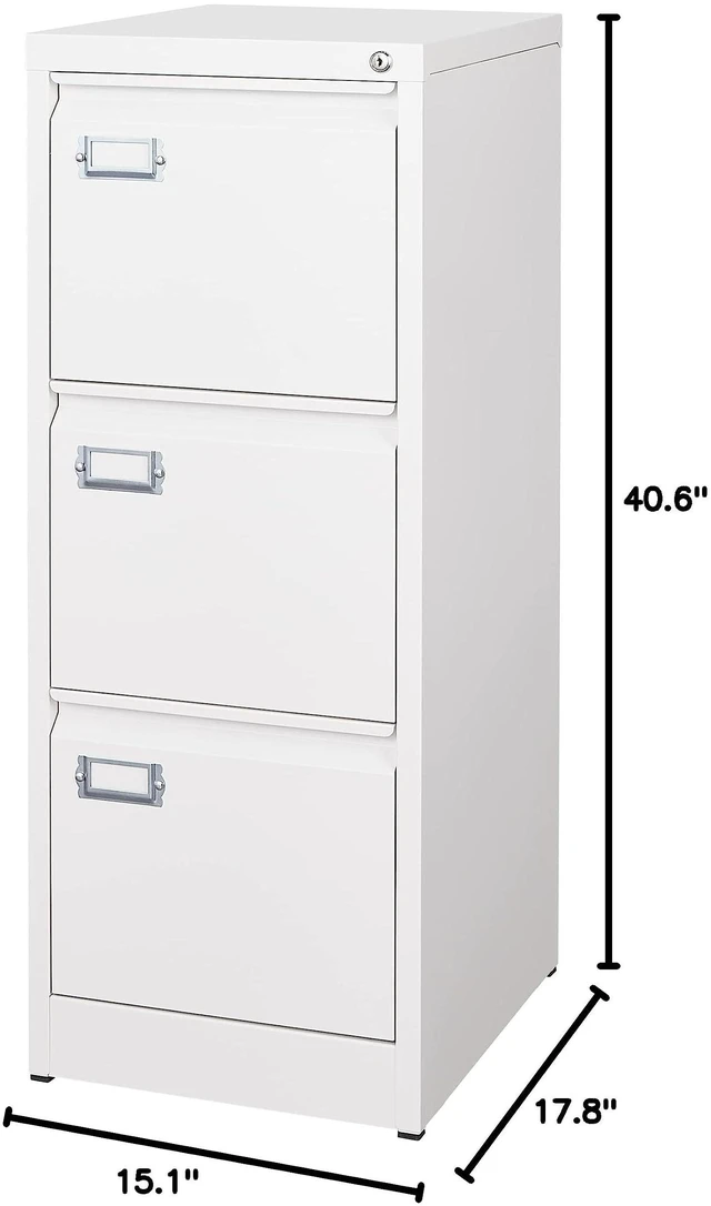 Alt view image 3 of 7 - 3 Drawer File Cabinet with Lock Metal Vertical File Storage Cabinet Office Home Steel Vertical File Cabinet for A4 Legal/Letter Size Narrow File Cabinet Locked,Assembly Required