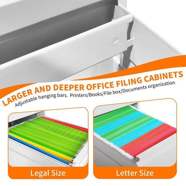 Alt view image 4 of 6 - Metal File Cabinet with Drawer Heavy Duty Locking File Cabinets | Home Office Steel Filing Cabinet Vertical File Cabinets for Legal/Letter Size File,Assembly Required