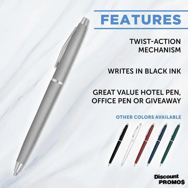 Alt view image 2 of 6 - Personalized Langham Ballpoint Pens, Set of 10 by - Black Ink, Great for Office, Business, Tradeshows - Silver