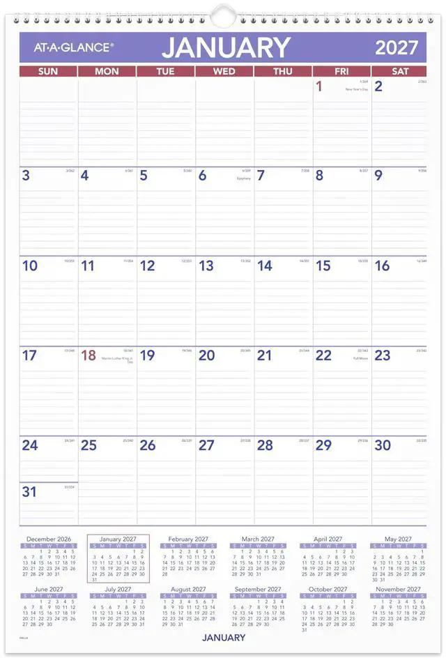 Main image of 2027 Wall Calendar, Monthly, 15.5" x 22.75" Planner, Ruled Daily Blocks (PM32827)