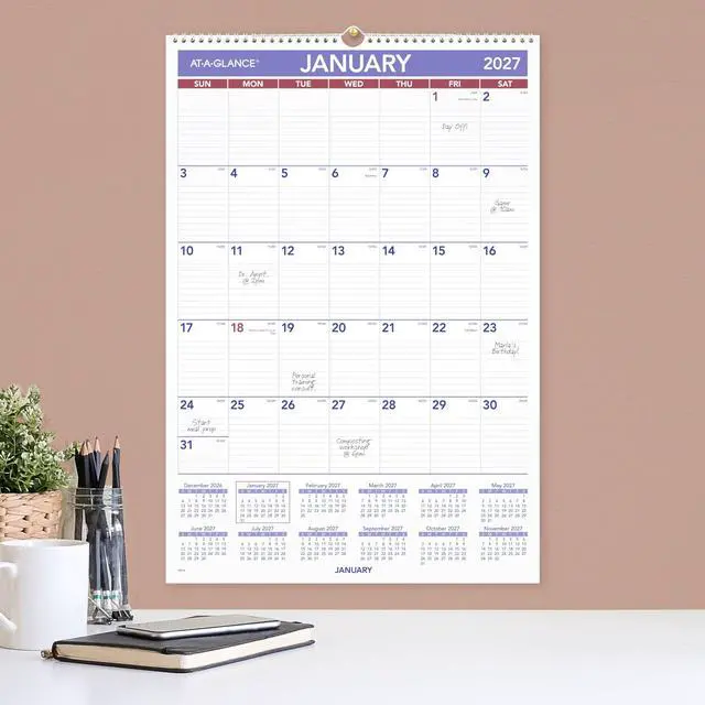 Alt view image 3 of 5 - 2027 Wall Calendar, Monthly, 15.5" x 22.75" Planner, Ruled Daily Blocks (PM32827)