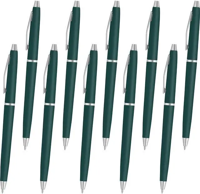 Main image of Personalized Langham Ballpoint Pens, Set of 10 by - Black Ink, Great for Office, Business, Tradeshows - Hunter Green