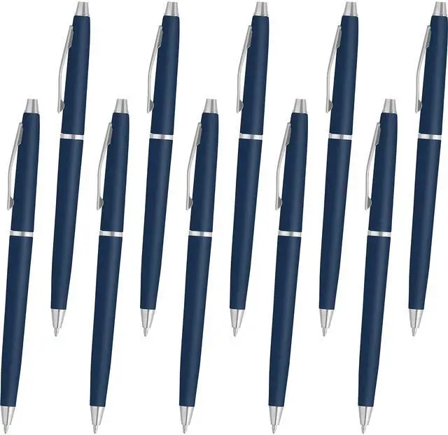 Main image of Personalized Langham Ballpoint Pens, Set of 10 by - Black Ink, Great for Office, Business, Tradeshows - Navy Blue
