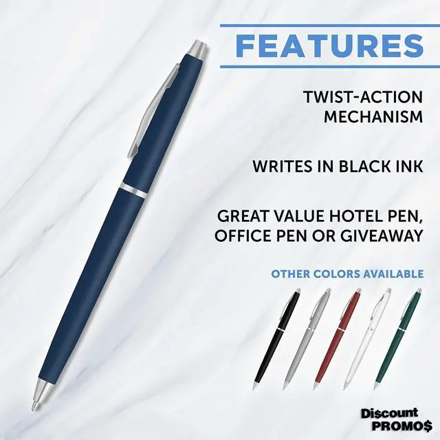 Alt view image 2 of 7 - Personalized Langham Ballpoint Pens, Set of 10 by - Black Ink, Great for Office, Business, Tradeshows - Navy Blue