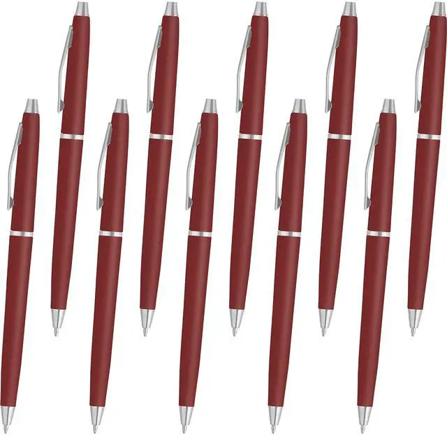 Main image of Personalized Langham Ballpoint Pens, Set of 10 by - Black Ink, Great for Office, Business, Tradeshows - Burgundy
