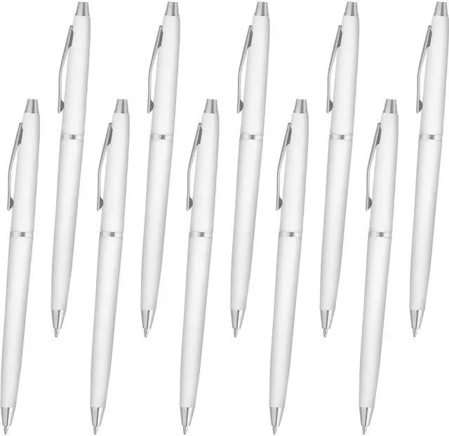 Main image of Personalized Langham Ballpoint Pens, Set of 10 by - Black Ink, Great for Office, Business, Tradeshows - White