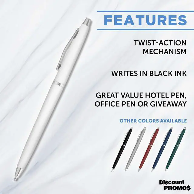 Alt view image 2 of 6 - Personalized Langham Ballpoint Pens, Set of 10 by - Black Ink, Great for Office, Business, Tradeshows - White