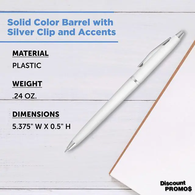 Alt view image 4 of 6 - Personalized Langham Ballpoint Pens, Set of 10 by - Black Ink, Great for Office, Business, Tradeshows - White