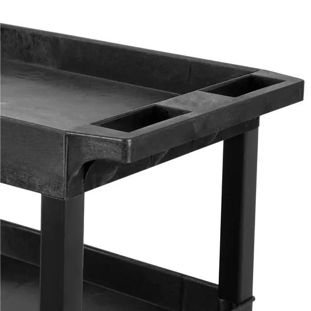 Alt view image 7 of 7 - Tubstr 4 Shelf Utility Cart Supports Up to 300 lbs - Heavy-Duty Plastic Service Push Cart with Deep Shelves and 4" Casters, for Offices, Warehouse Storage, Garage (Black, 35 x 18 x 50)